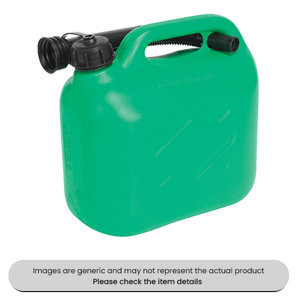 Green Fuel Cans 5L With Safety Lock Cap & Pouring Spout Pack Qty 1
