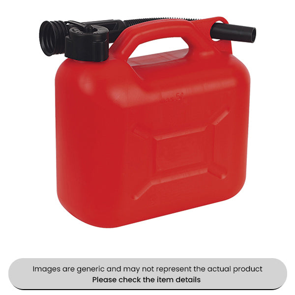 Red Fuel Cans 5L With Safety Lock Cap & Pouring Spout Pack Qty 1