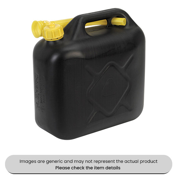 Black Fuel Cans 10L With Safety Lock Cap & Pouring Spout Pack Qty 1