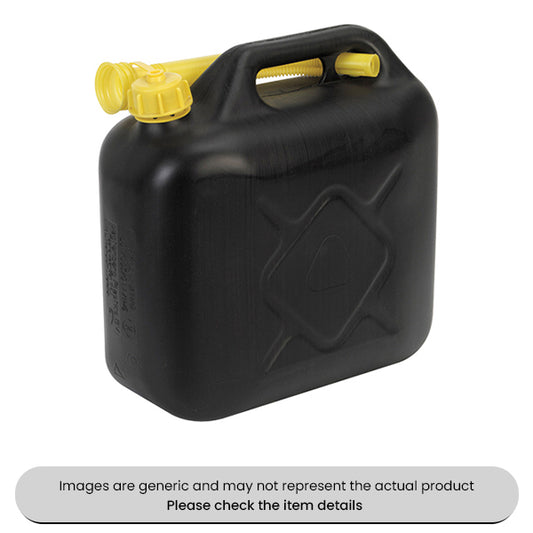 Black Fuel Cans 10L With Safety Lock Cap & Pouring Spout Pack Qty 1