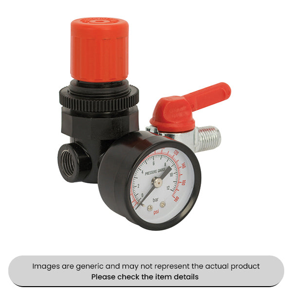 Air Regulator 1/4" BSP Female, 1/4" BSP Male Pack Qty 1