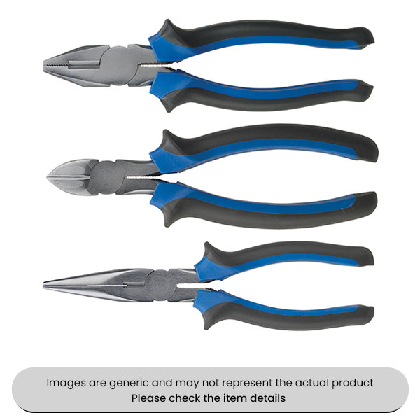 Pliers Set With Combination, Side Cutter, Flat Nose 160MM Pack Qty 1