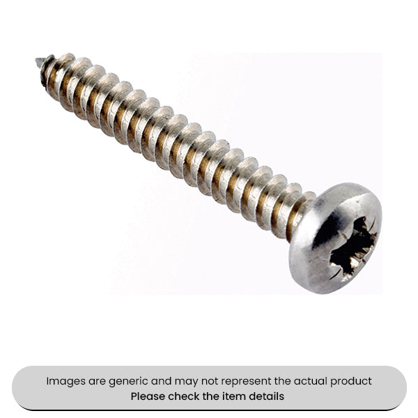 Stainless Steel Self Tapping Screws PZD Pan Head Grade A2 12X1.1/2" Pack Qty 100