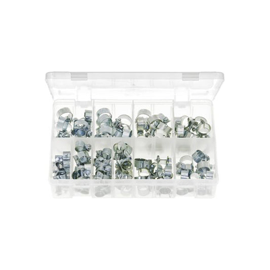 Mini Hose Clips Assortment - Box of 100 Pieces, Sizes 7–18mm Box of 100 Pieces