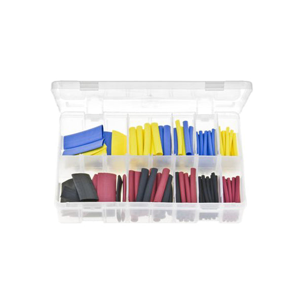 Heat Shrink Tubing Assorted Box 172 Pieces (Polyolefin, Shrink Ratio 2:1, 4 Sizes, 4 Colours) Box of 172 Pieces