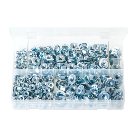 Zinc Plated Steel Flange Nuts Serrated Metric Box of 330 Pieces DIN 6923 Box of 330 Pieces