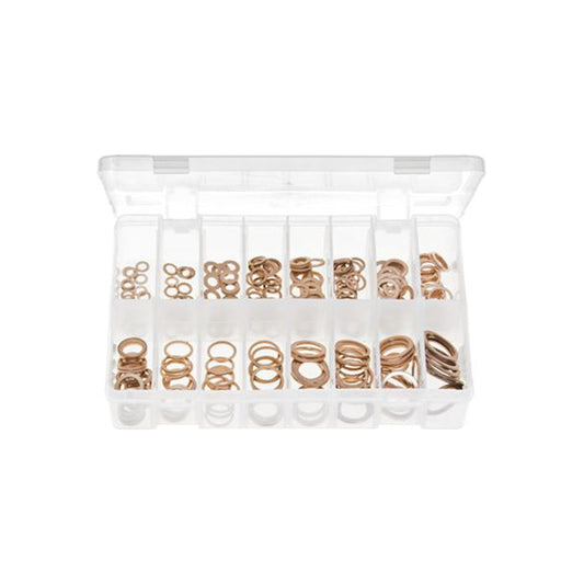 Copper Sealing Washers Metric Assortment - Box of 250 Pieces, 16 Sizes, DIN 7603A Box of 250 Pieces