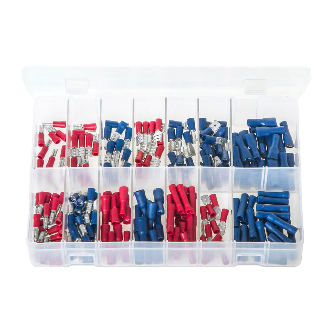 Insulated Red & Blue Terminals Assorted Box 210 Pieces (Push?Ons, Bullets, Sockets, Butt) Box of 210 Pieces