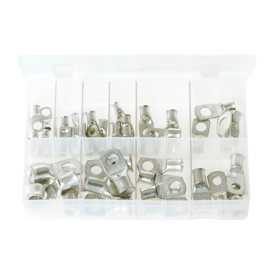 Copper Tube Terminals Assorted Box 40 Pieces (10 Sizes for Cable & Bolt Holes) Box of 40 Pieces