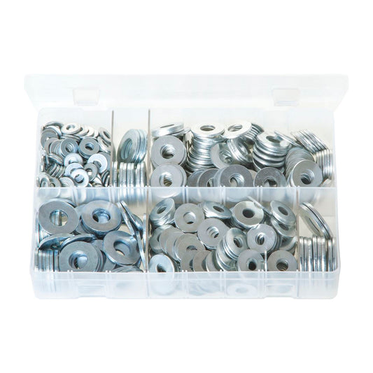 Flat Washers Form C Heavy Type Metric Assortment - Box of 620 Pieces, 6 Sizes (M6–M16) Box of 620 Pieces