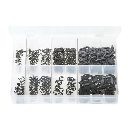 E?Retainers Metric Assortment - Box of 725 Pieces, 8 Sizes (1.7–15.5mm), DIN 6799 Box of 725 Pieces