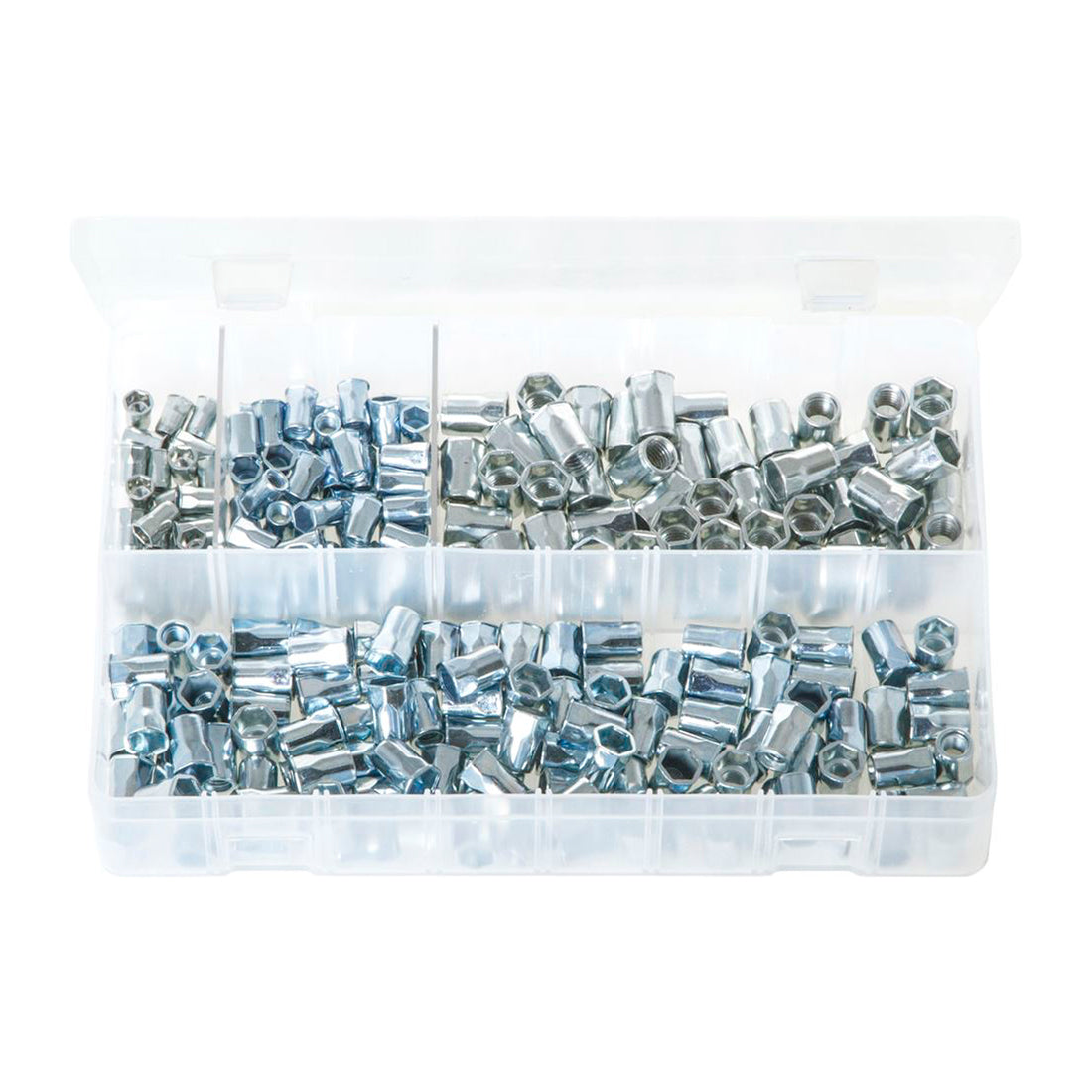 Zinc Plated Steel Threaded Inserts Half Hex Box of 225 Pieces Assorted Sizes Box of 225 Pieces