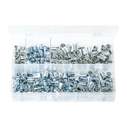 Zinc Plated Steel Threaded Inserts Half Hex Box of 225 Pieces Assorted Sizes Box of 225 Pieces