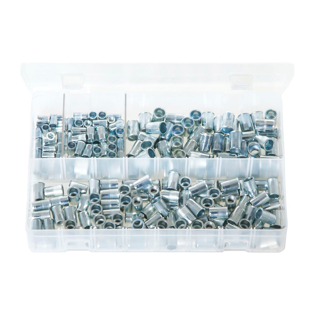 Zinc Plated Steel Threaded Inserts Splined Box of 225 Pieces Assorted Sizes Box of 225 Pieces