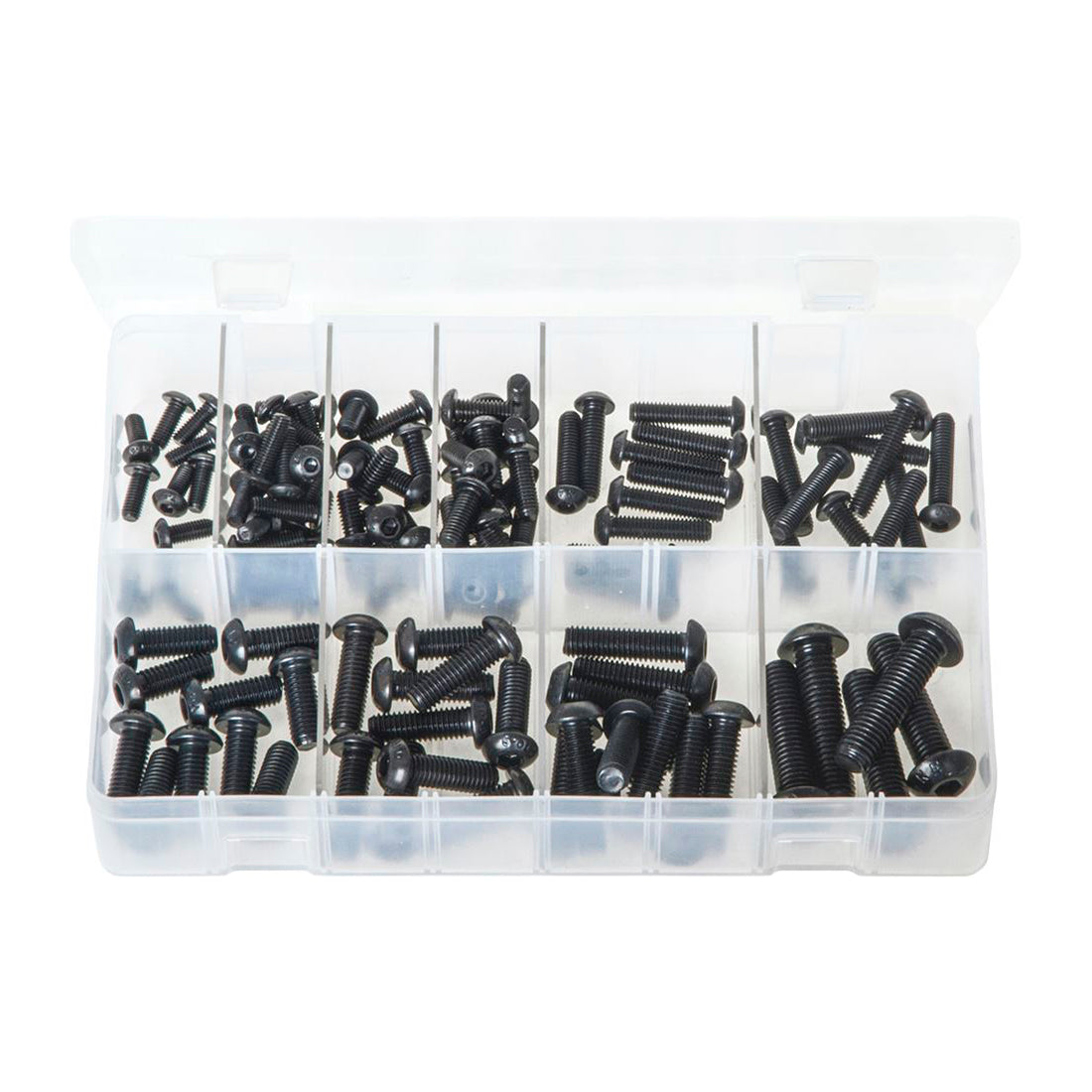 Assorted Button Head Socket Screws Box - 115 Pieces, Metric Grade 10.9 Box of 115 Pieces