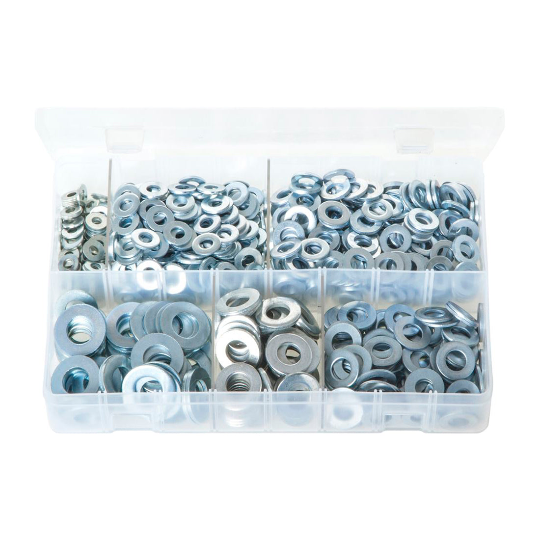 Flat Washers Heavy Gauge Imperial Assortment - Box of 800 Pieces, 6 Sizes, BS 3410 Table 3 Box of 800 Pieces