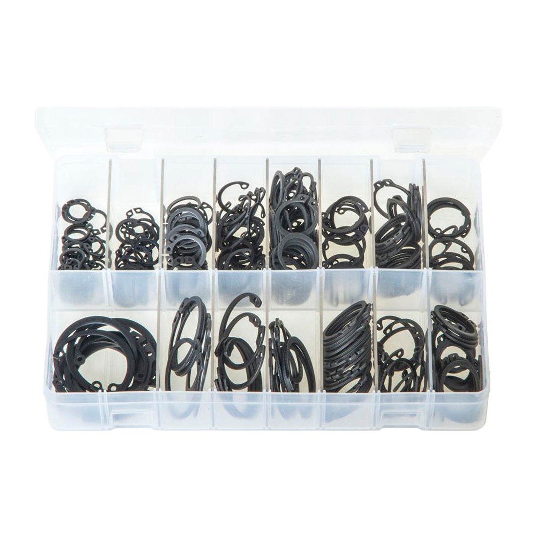 Circlips Internal & External Assortment - Box of 280 Pieces, Metric Sizes, DIN 471/472 Box of 280 Pieces