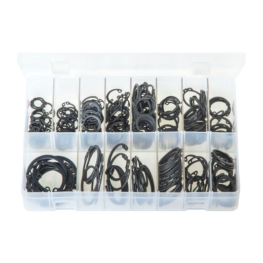 Circlips Internal & External Assortment - Box of 280 Pieces, Metric Sizes, DIN 471/472 Box of 280 Pieces