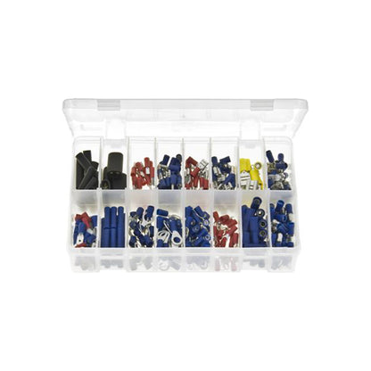 Insulated Terminals Assorted Box 340 Pieces (Red, Blue, Yellow Mix - Push?Ons, Rings, Bullets) Box of 340 Pieces
