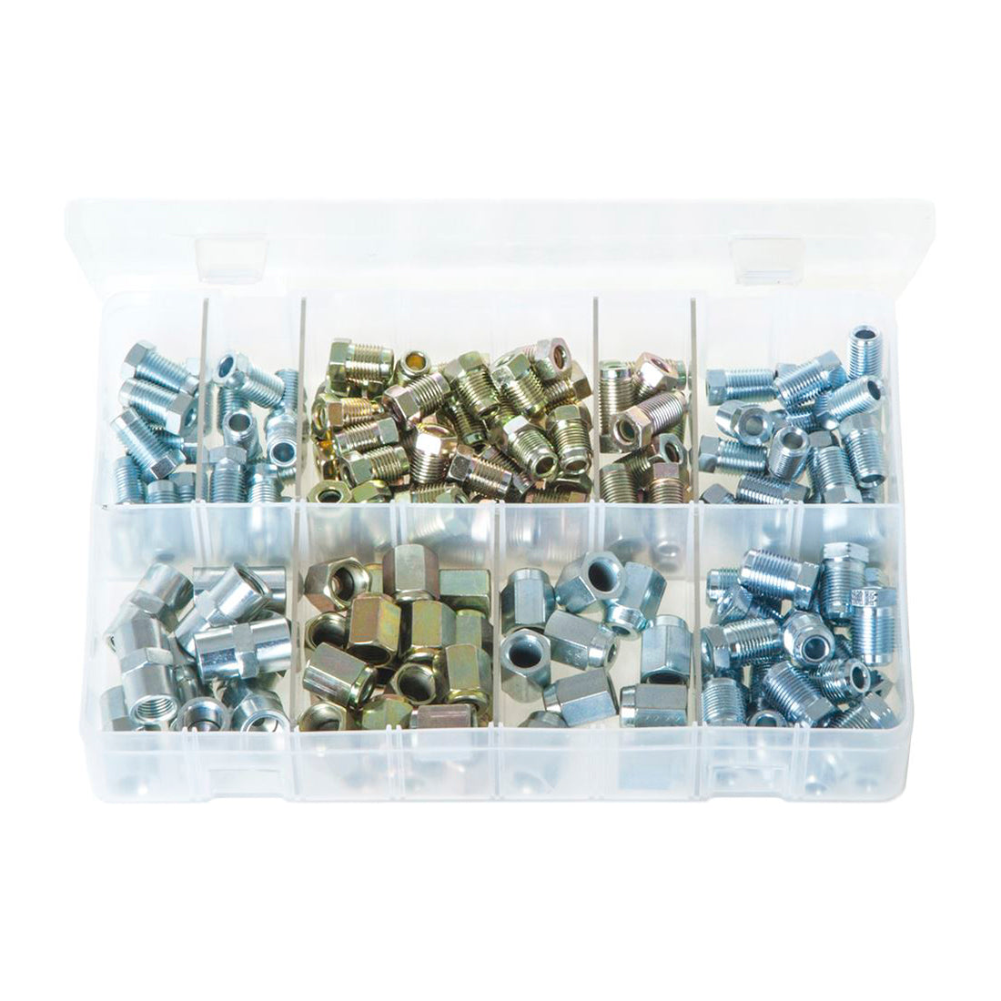Brake Nut Assortment - 150 Piece Box, Mixed Male/Female, Imperial & Metric, For 3/16" Pipe Box of 150 Pieces