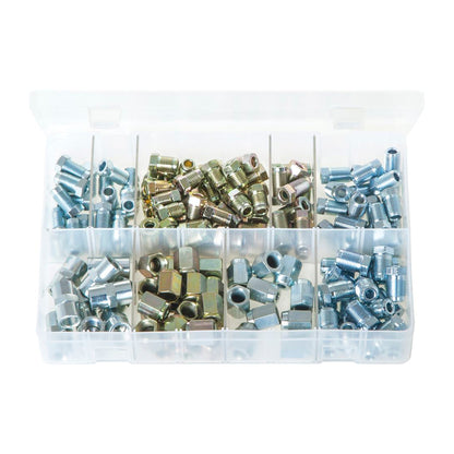 Brake Nut Assortment - 150 Piece Box, Mixed Male/Female, Imperial & Metric, For 3/16" Pipe Box of 150 Pieces