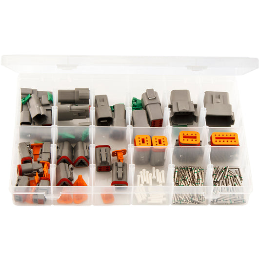 DT Connectors Assorted Box 152 Pieces Waterproof Heavy Duty (2–12 Pin with Wedges & Terminals) Box of 152 Pieces