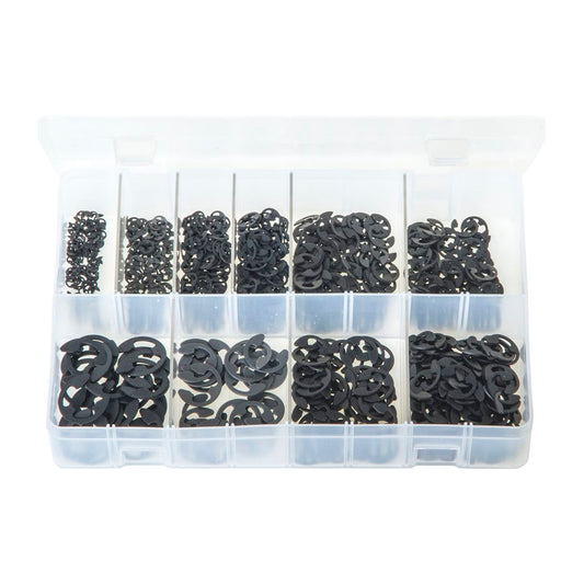 E?Retainers Imperial Assortment - Box of 800 Pieces, 10 Sizes (1/8"–5/8"), DIN 6799 Box of 800 Pieces