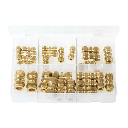 Tube Couplings Brass Metric Box of 27 in 6 Sizes Box of 27 Pieces