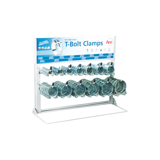 Ace W1 T-Bolt Dispenser Rack 70pc Set Zinc Plated Steel Band 18/20/22mm Qty 1 Set