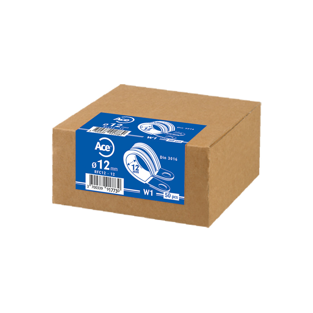 Ace Rubber Lined P-Clip 29mm Zinc Plated EPDM Hole 5mm DIN3016 Pack of 50