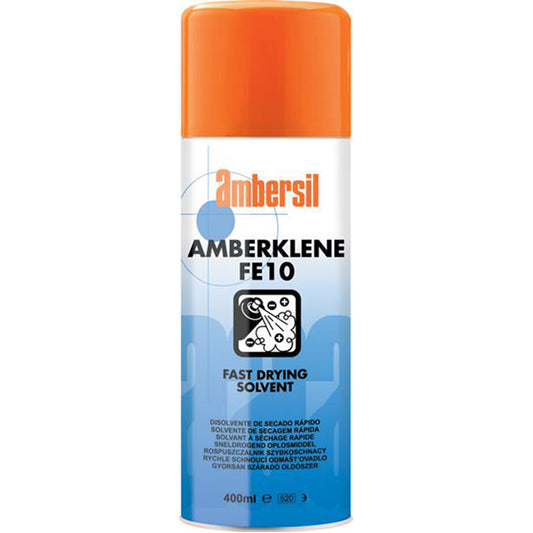 AMBERSIL AMBERSIL Amberklene FE10 - 400ml Aerosol, Fast Evaporating Solvent Cleaner & Degreaser, NATO Spec Approved Qty 1
