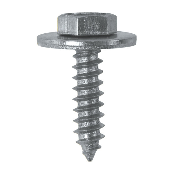 Sheet Metal Screws - Captive Washer, No. 10 x 3/4" (4.8 x 19mm), Zinc Plated Steel, DIN 7976 Pack of 100