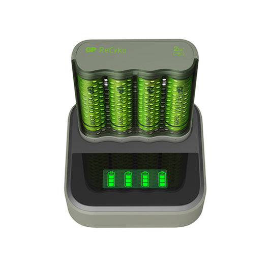GP ReCyko+ USB Charger - For AA/AAA NiMH, Fast/Eco Modes, With 4 x AA 2600mAh Batteries & Cable Qty 1