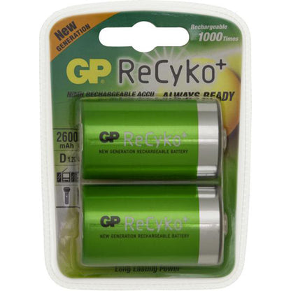 GP ReCyko+ Rechargeable Battery - Size D, 5700mAh, 1.2V NiMH, Pre?Charged, Long Retention Pack of 2