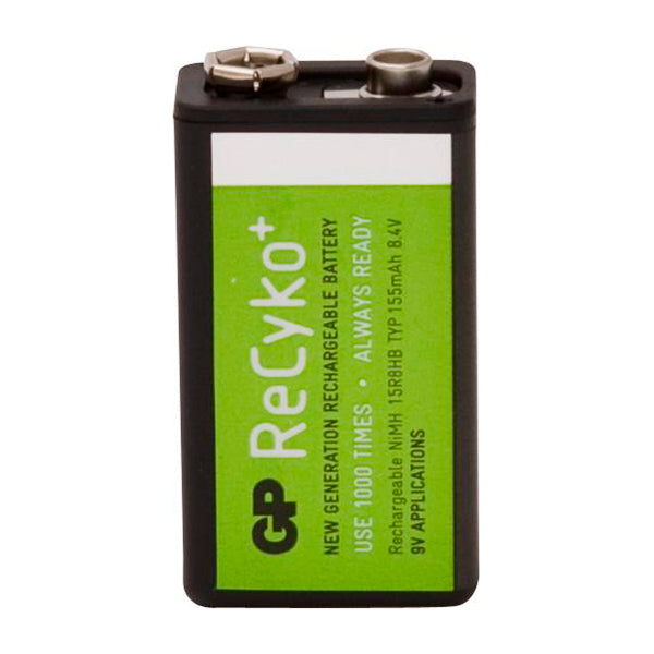 GP ReCyko+ Rechargeable Battery - 9V (8.4V), 200mAh NiMH, Pre?Charged, Long Retention Pack of 1
