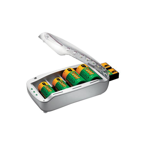 GP PowerBank Universal Charger - NiMH Charger, For D/C/AA/AAA/9V, 5?Hour Charging (1300mAh AA) Qty 1