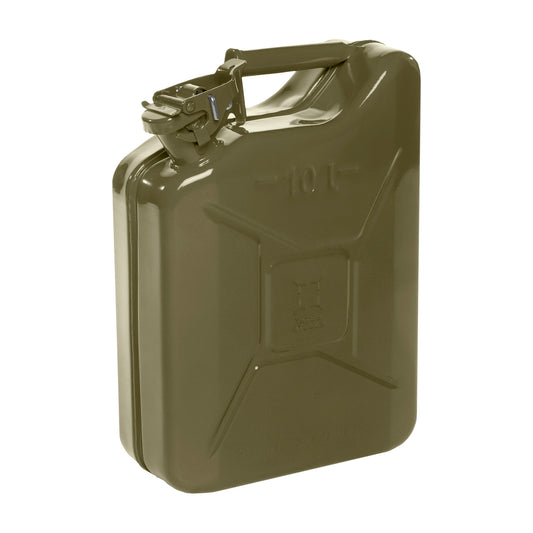 Steel Jerry Can - 10L, Khaki Green, 0.8mm Steel, UN Certified, Safety Pin, Powder Coated Finish Qty 1