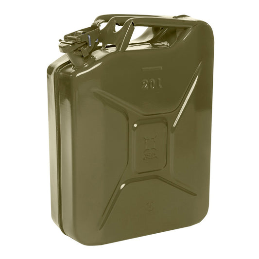 Steel Jerry Can - 20L, Khaki Green, 0.8mm Steel, UN Certified, Safety Pin, Powder Coated Finish Qty 1