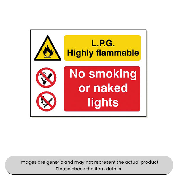 LPG No Smoking Foamex 480X360mm Pack Qty 1