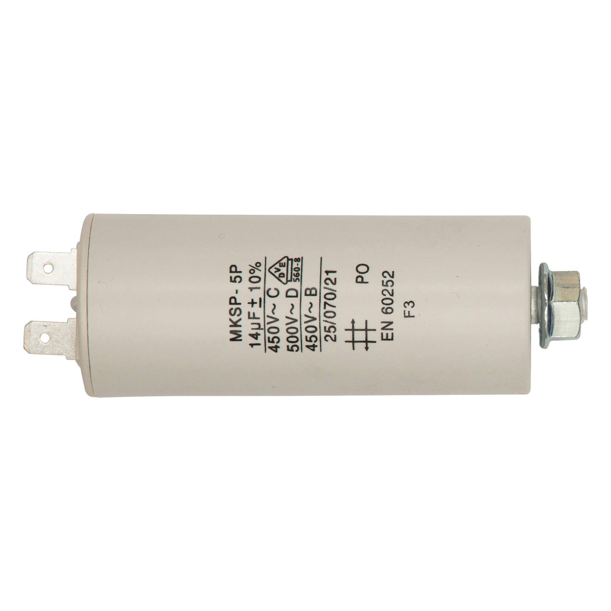 Motor Capacitor - 20µF, Spade Connector, Ø40 x L83mm, EN60252?1 VDE Approved, RoHS Qty 1