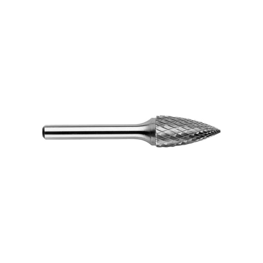 ABRACS Carbide Burr - Shape G, Pointed Tree, Ø10 x L20mm Head, Ø6mm Shaft, L64mm Total Qty 1