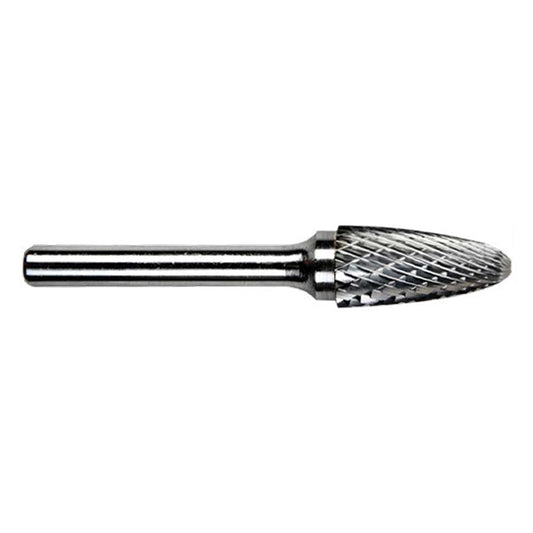 ABRACS Carbide Burr - Shape F, Ball Nose Tree, Ø12 x L25mm Head, Ø6mm Shaft, L65mm Total Qty 1