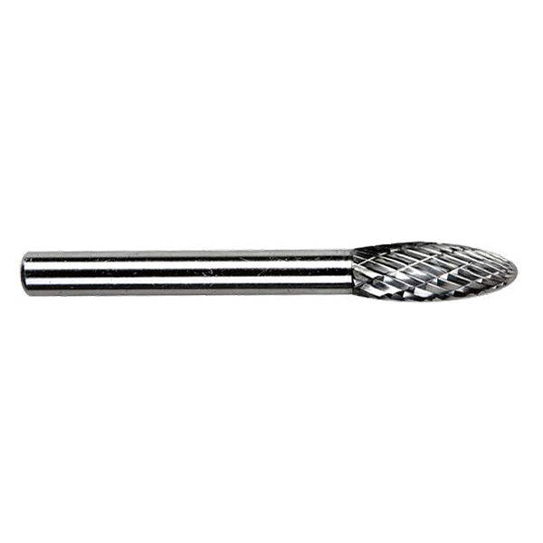 ABRACS Carbide Burr - Shape H, Flame, Ø10 x L25mm Head, Ø6mm Shaft, L69mm Total Qty 1