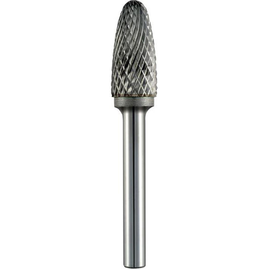 ALPEN Carbide Burr - Arc Round Nose, Ø12mm Head, L65mm, Ø6mm Shaft, Tungsten Carbide, Universal No.6 Cut Qty 1