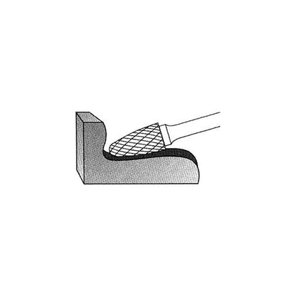 ALPEN Carbide Burr Arc Round Nose Ø10mm L65mm Ø6mm Shaft Tungsten Carbide No.6 Cut Qty 1