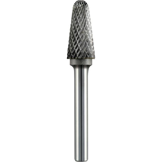 ALPEN Carbide Burr - Conical Round Nose, Ø10mm Head, L65mm, Ø6mm Shaft, Tungsten Carbide, Universal No.6 Cut Qty 1