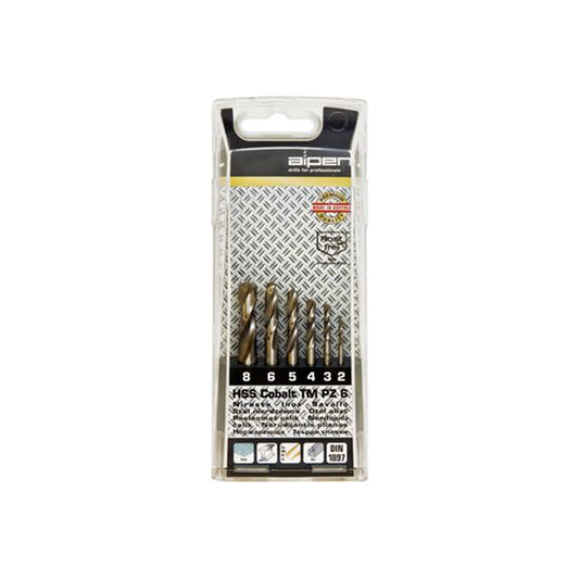 Alpen Cobalt Stub Drill Bit Set 6pc Metric Sizes 2-8mm Plastic Case Qty 1 Set