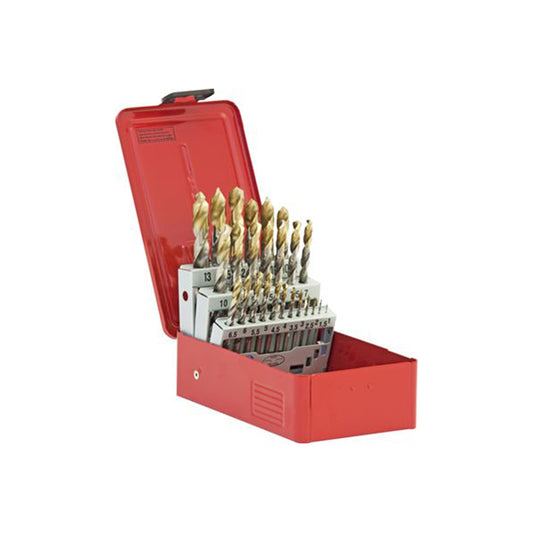 Dormer A002 HSS Drill Bit Set 25pc Bright Finish TiN Tipped Storage Box Qty 1 Set