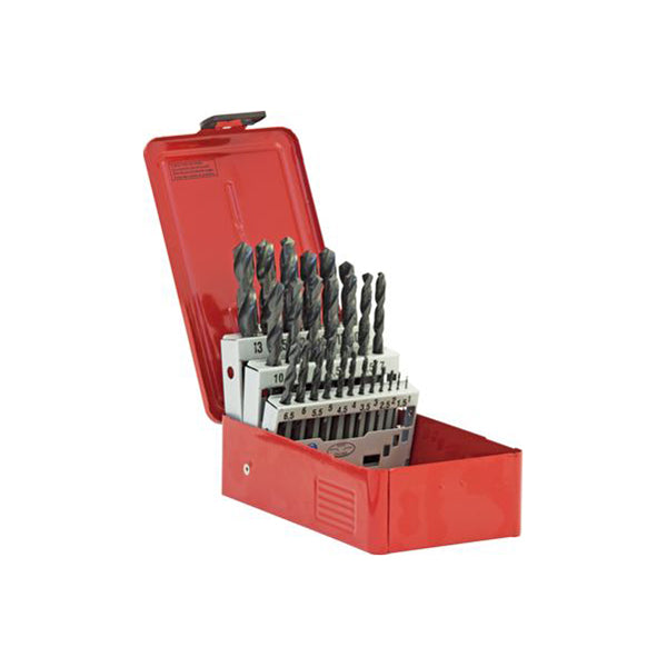 Dormer A100 Drill Bit Set 25pc Steam Tempered DIN338 Plastic Storage Box Qty 1 Set