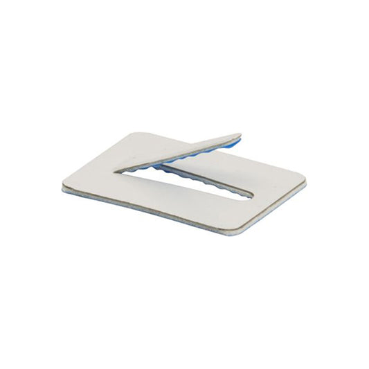 Cable Clips Self-Adhesive Metal - Medium Size, White Coated Steel Pack of 100